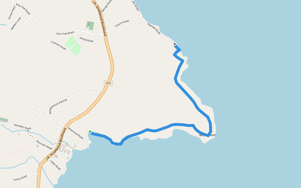 Mesh Point Trail walking route map in Gambo