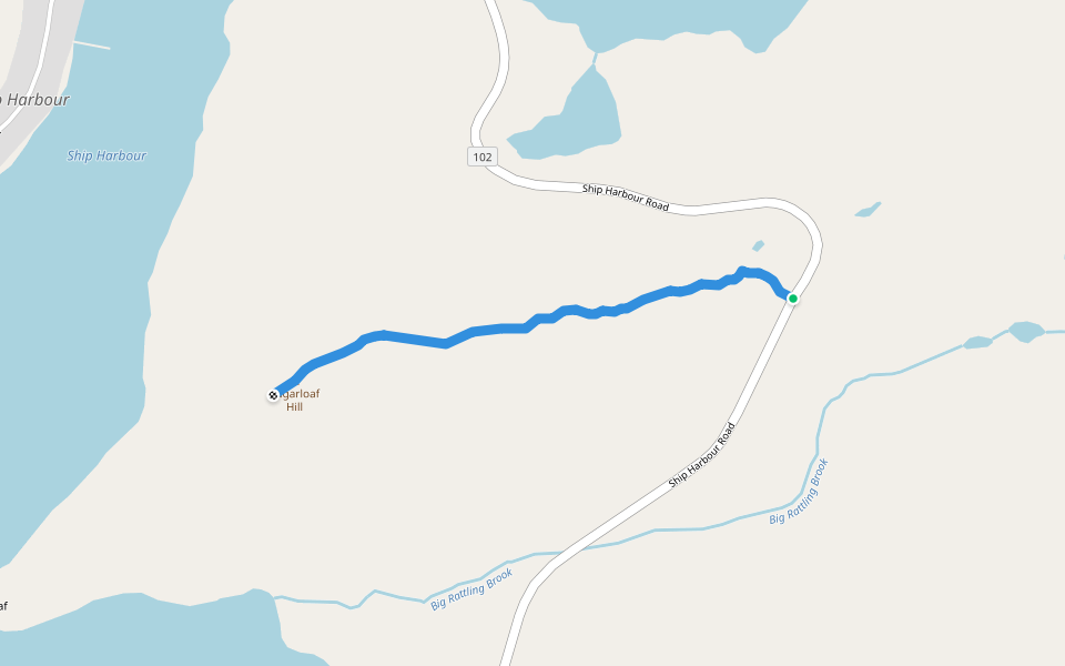 Sugarloaf Hill Trail walking route map in Ship Harbour