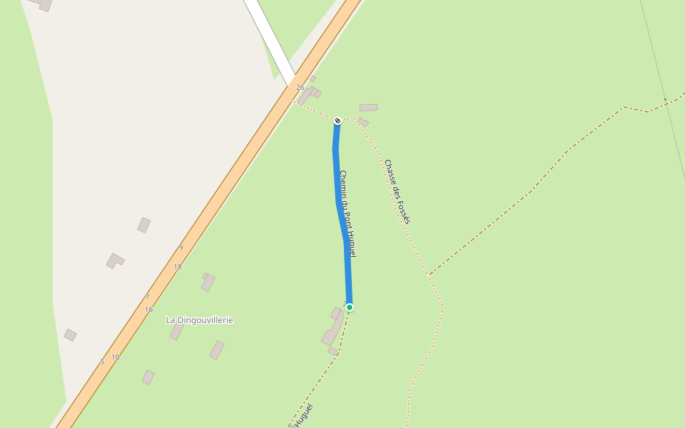 Chemin du Pont Huguel walking route map in Tamerville