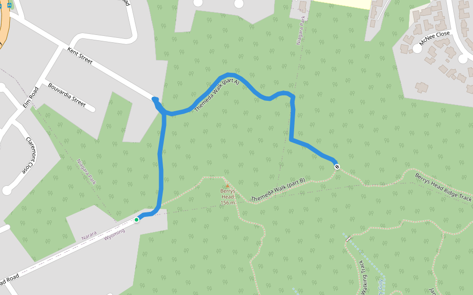 Themeda Walk (part A) walking route map in Niagara Park