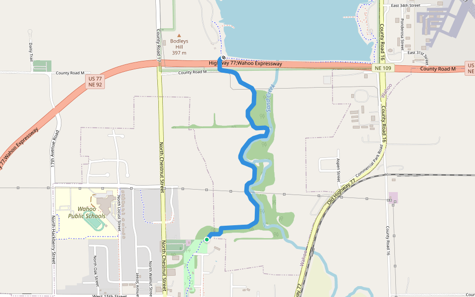 Lake Wanahoo Link Trail walking route map in Wahoo