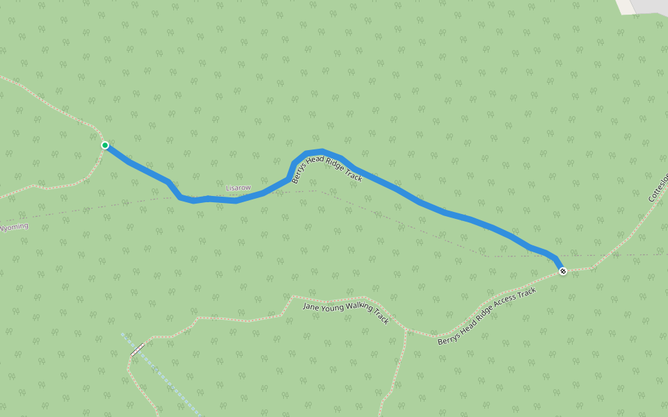 Berrys Head Ridge Track walking route map in Lisarow