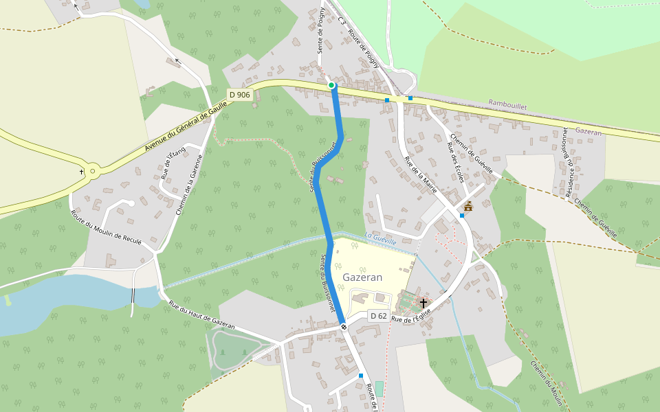 Sente du Buissonnet walking route map in Gazeran