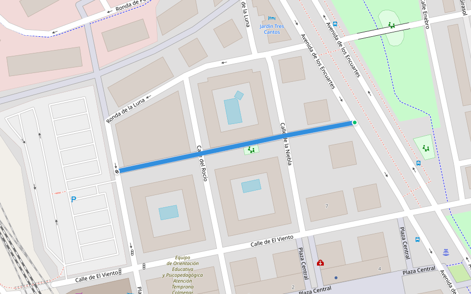 Travesía de la Brisa walking route map in Tres Cantos