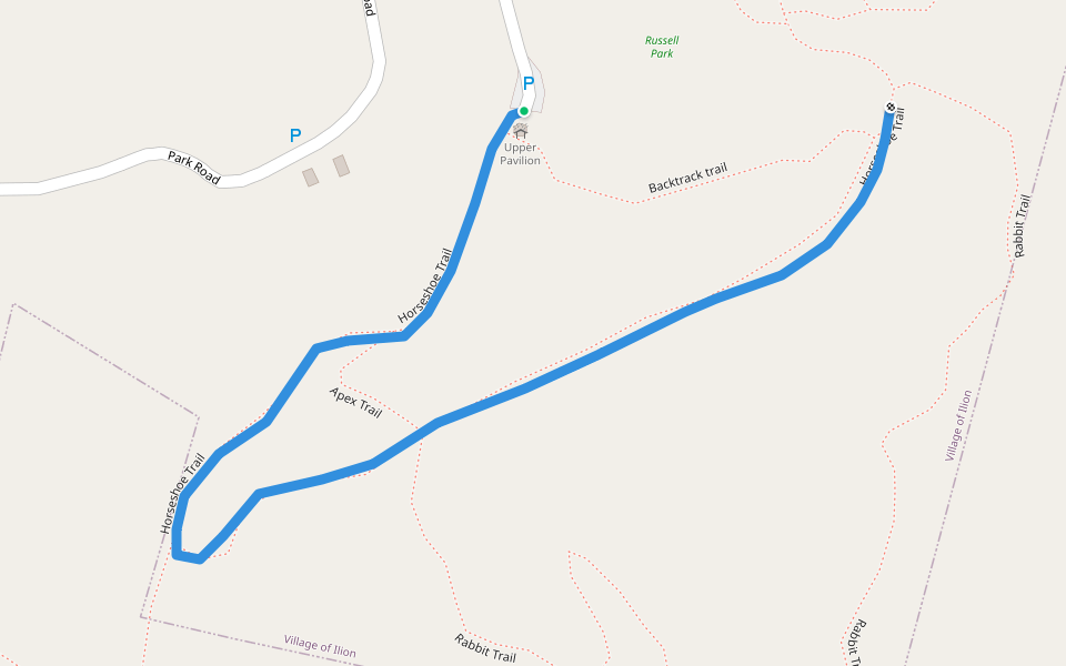 Horseshoe Trail walking route map in Ilion