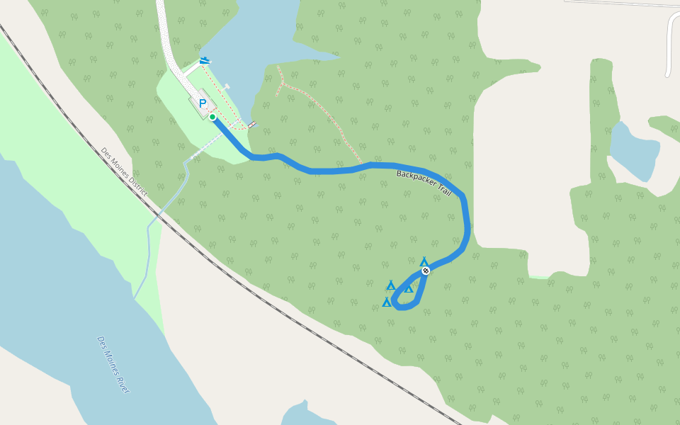 Backpacker Trail walking route map in Runnells