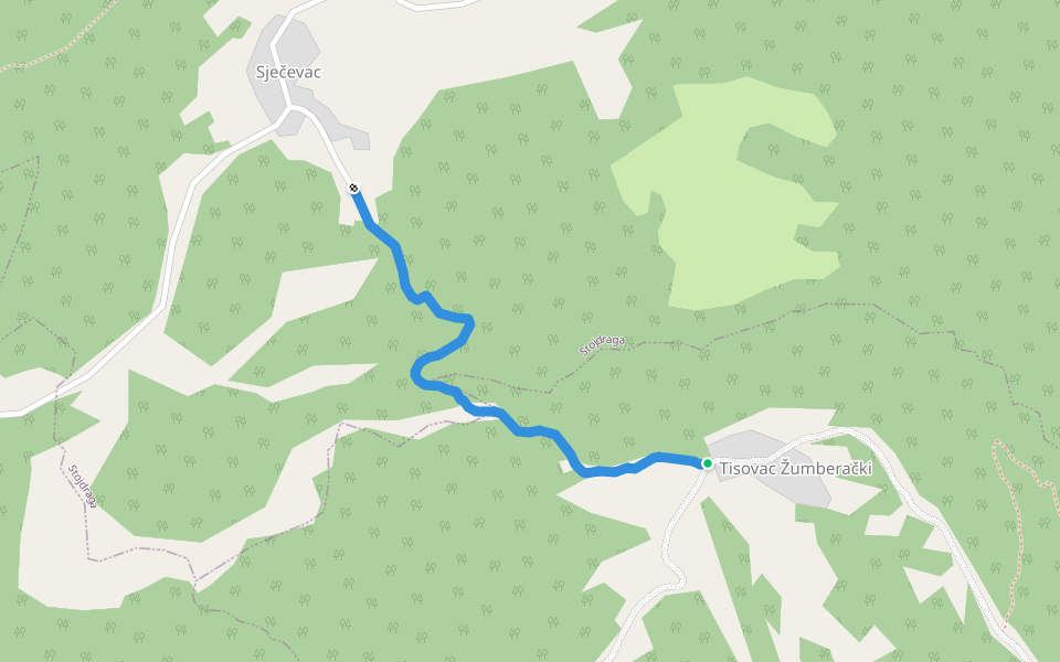 6-Sječevac-Tisovac walking route map in Tisovac Žumberački