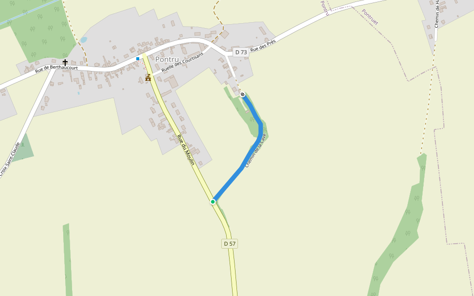 Chemin de la cave walking route map in Pontru