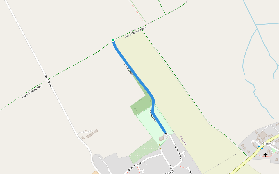 Pleck Lane walking route map in Kingston Blount