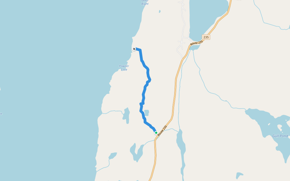 Naked Man Beach Trail walking route map in Plate Cove West