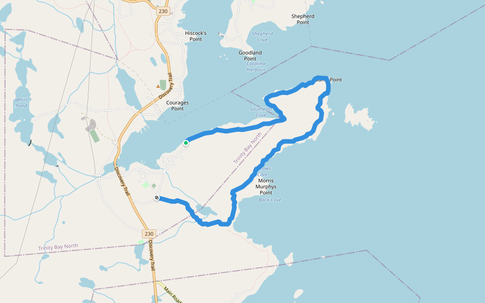Murphy's Cove Loop walking route map in Trinity Bay North