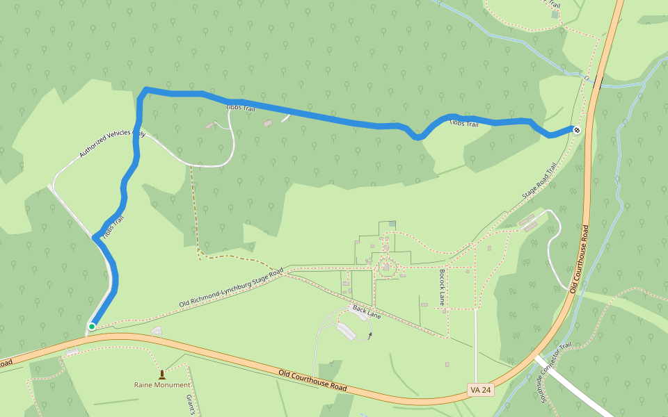 Tibbs Trail walking route map in Appomattox