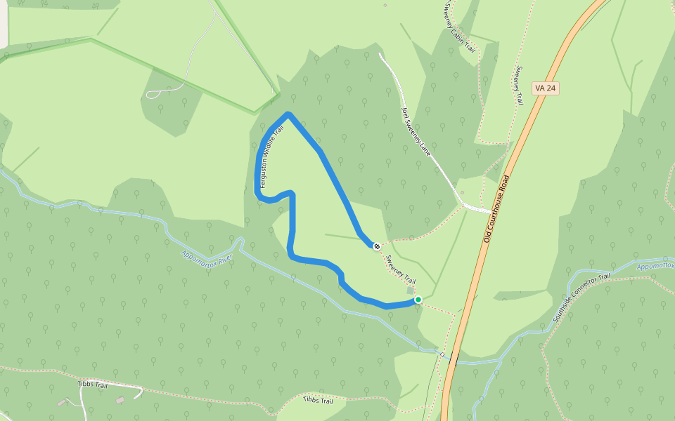 Ferguston Wildlife Trail walking route map in Appomattox
