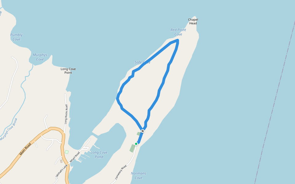 Seaview Trail walking route map in Arnold's Cove