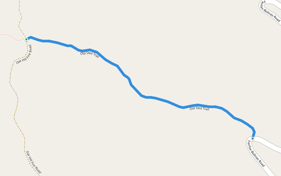 Old Sled Trail walking route map in Bolinas