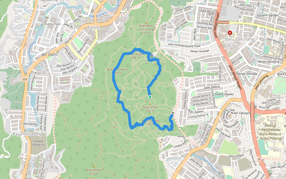 FTAC Orange walking route map in Gelugor