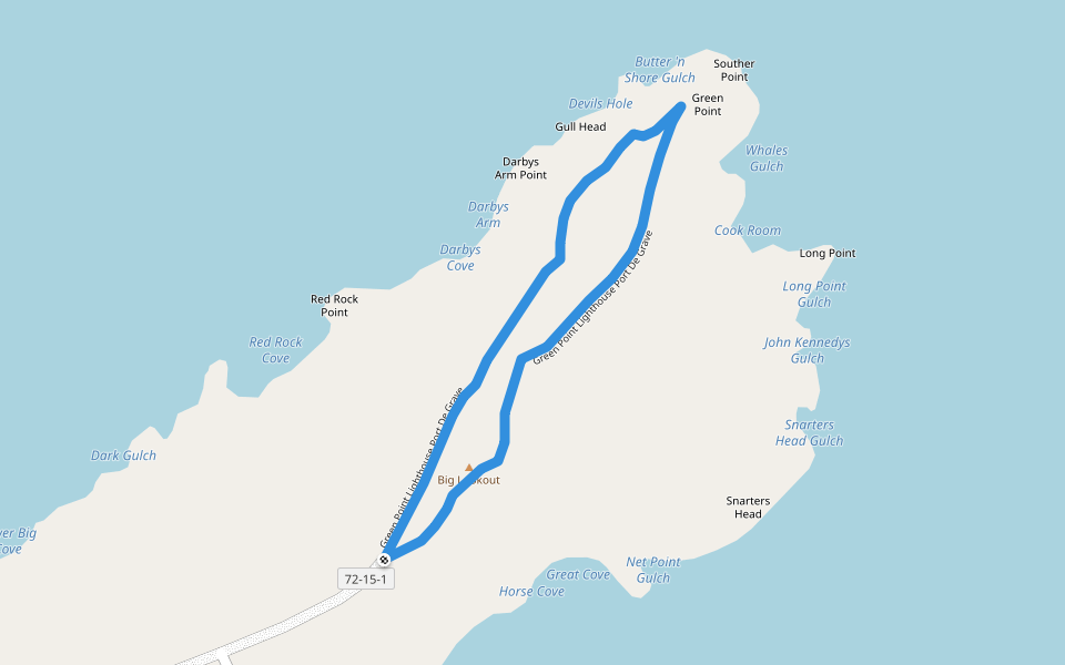 Green Point Lighthouse Port De Grave walking route map in Port de Grave