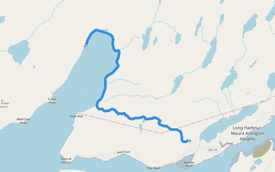 St. Croix Bay Trail walking route map in Long Harbour-Mount Arlington Heights