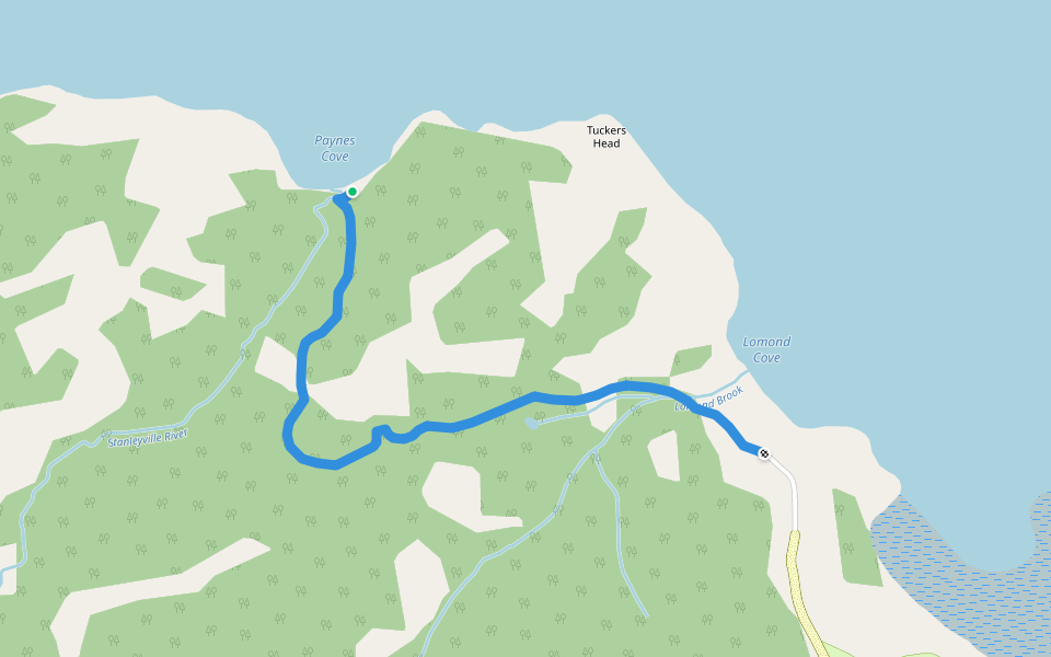 Stanleyville Trail from Lomond walking route map in Norris Point