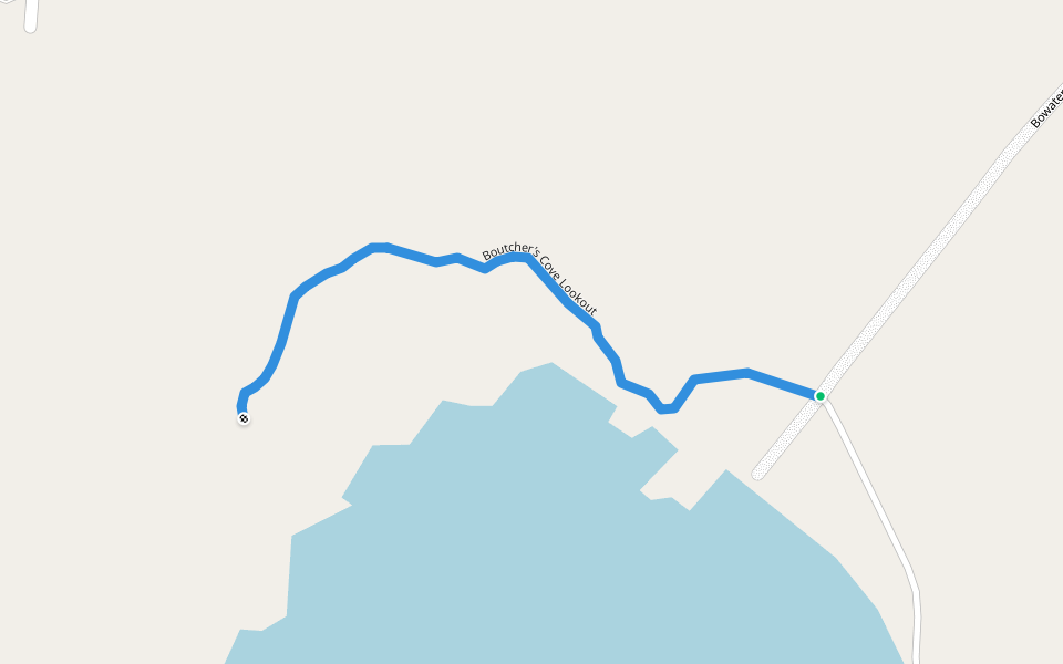 Boutcher's Cove Lookout walking route map in Gambo