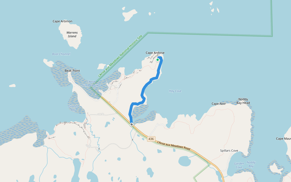 Lacey's Trail walking route map in Saint Lunaire-Griquet