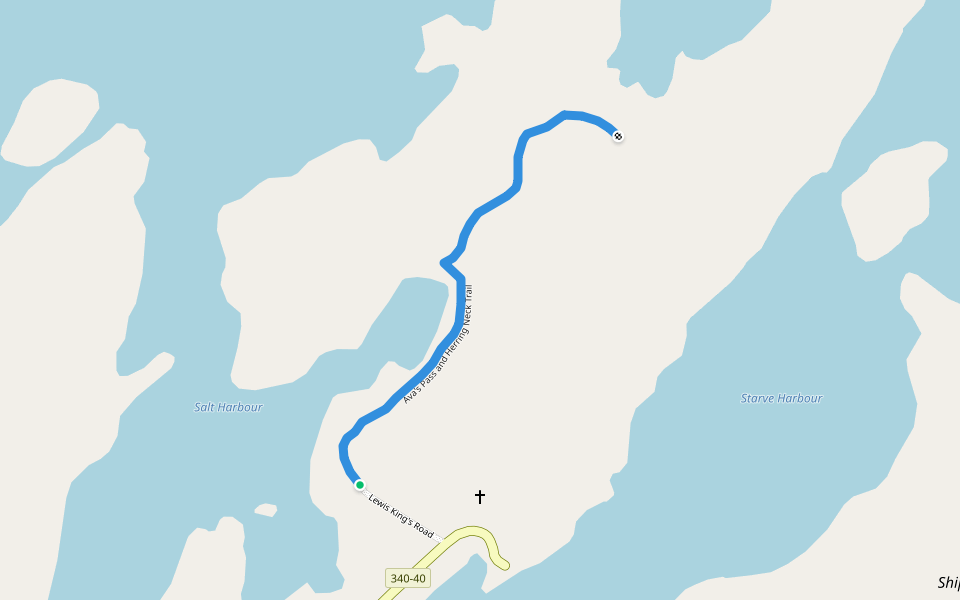Ava's Pass and Herring Neck Trail walking route map in Herring Neck