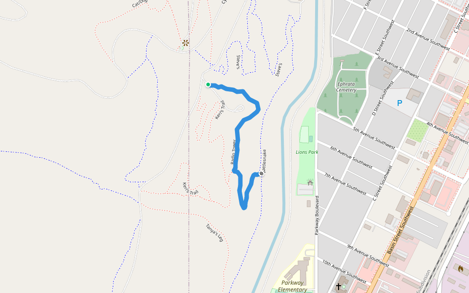 Radio Tower walking route map in Ephrata