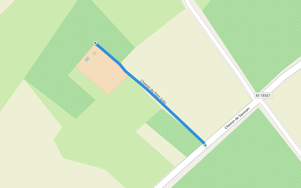 Chemin du Petit Grès walking route map in Lavérune