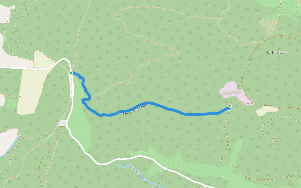 Senda de los Cardos walking route map in Pliego