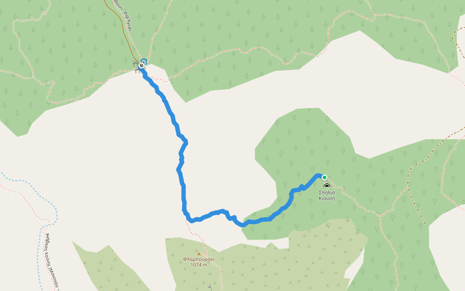 Thrakomakedones - Katafygio Flabouri walking route map in Thrakomakedones