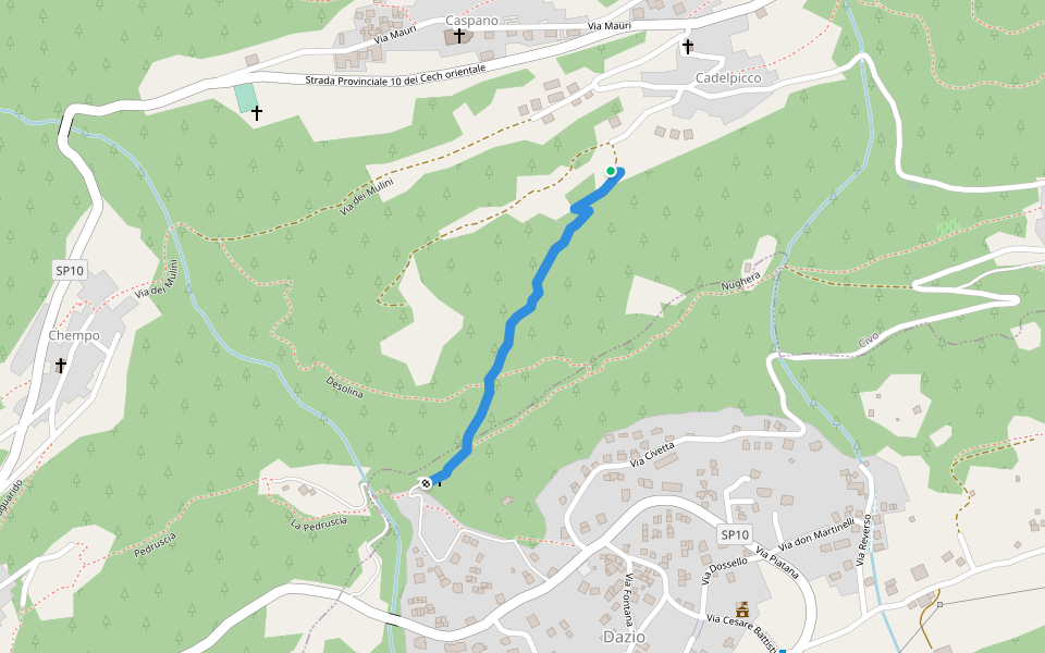 Mulattiera S.Anna-Cadelpicco walking route map in Caspano