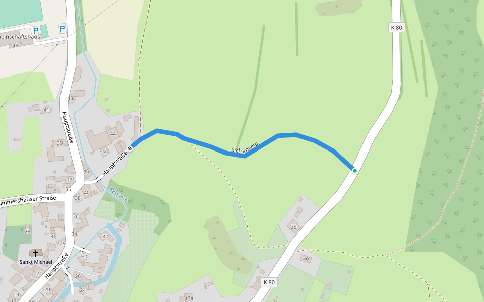 Sichenweg walking route map in Oberweid
