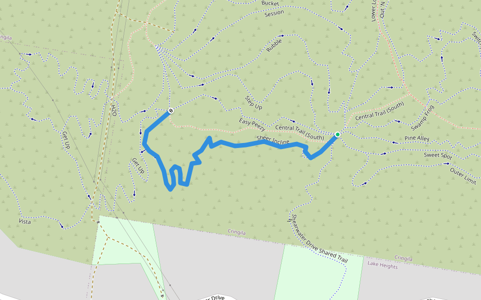 Sheer Incline walking route map in Lake Heights
