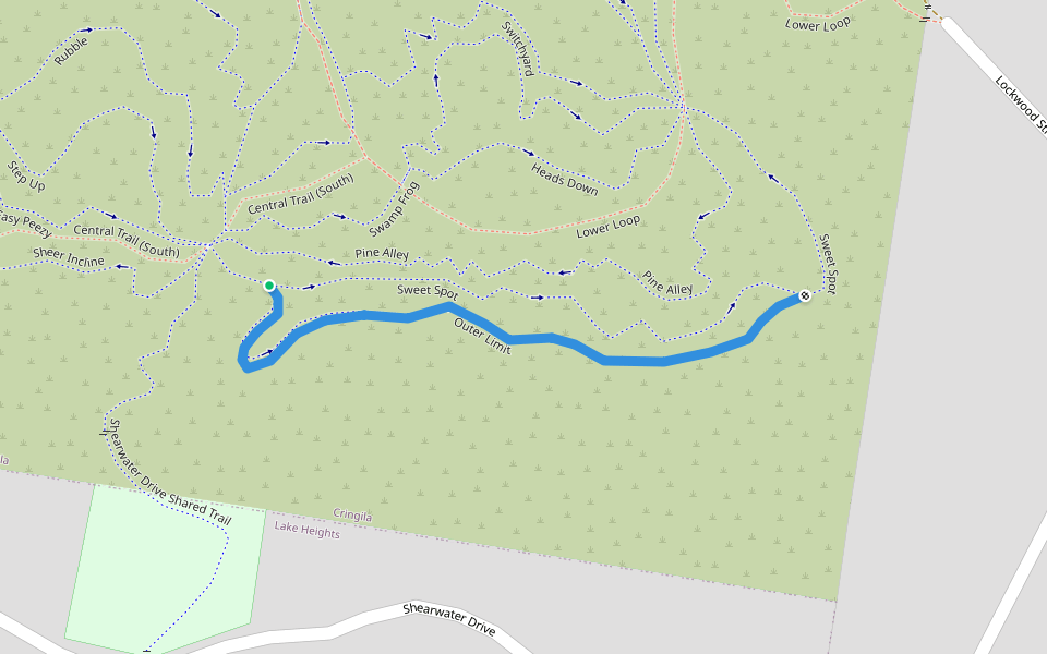Outer Limit walking route map in Lake Heights