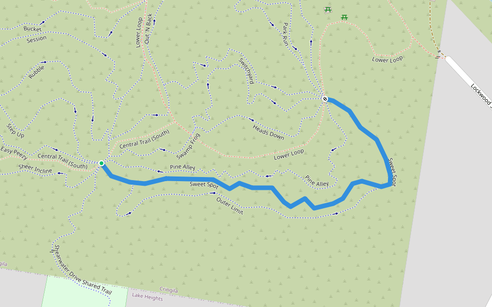 Sweet Spot walking route map in Lake Heights