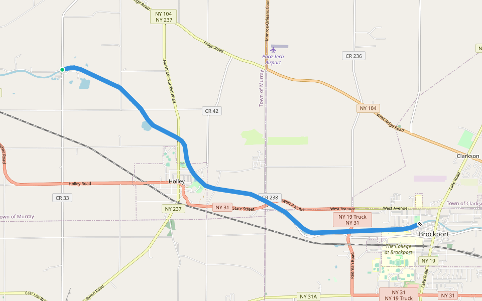 Erie Canalway Trail walking route map in Hulberton