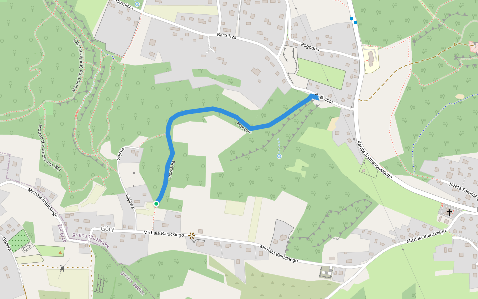 Pszczoła walking route map in Pogorzyce