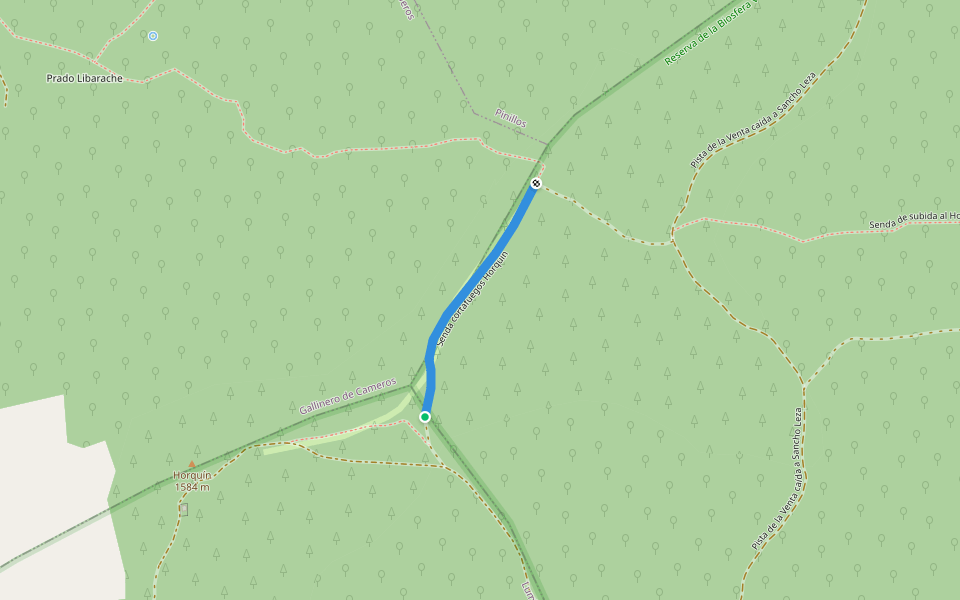 Senda cortafuegos Horquín walking route map in Gallinero de Cameros