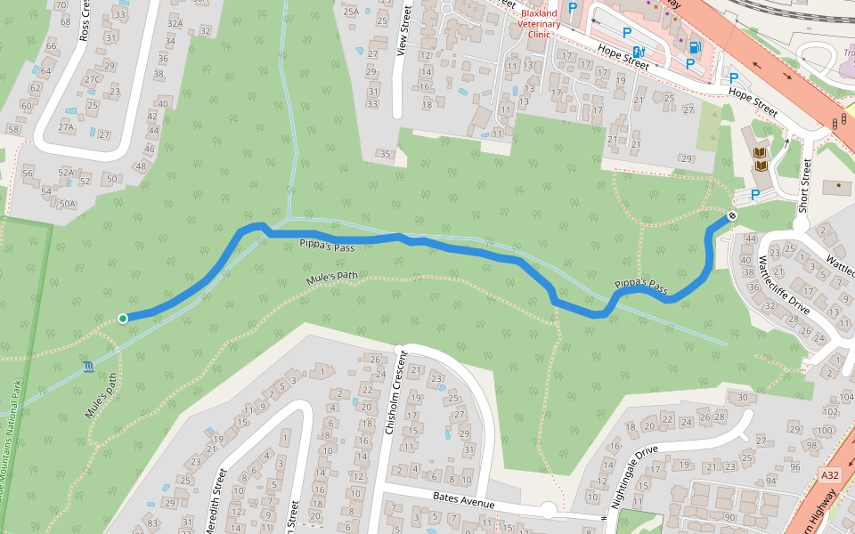Pippa's Pass walking route map in Blaxland