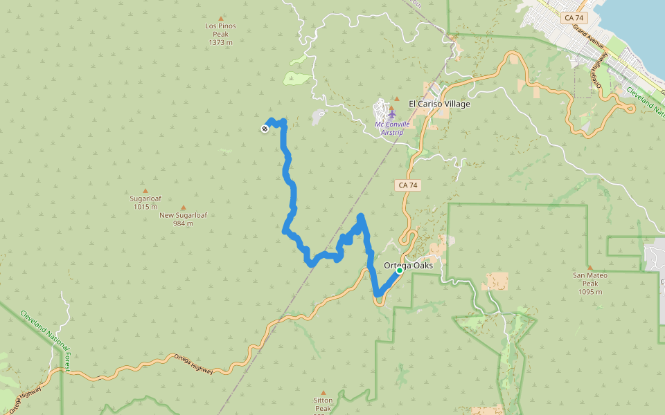 Chiquito Trail walking route map in Lake Elsinore