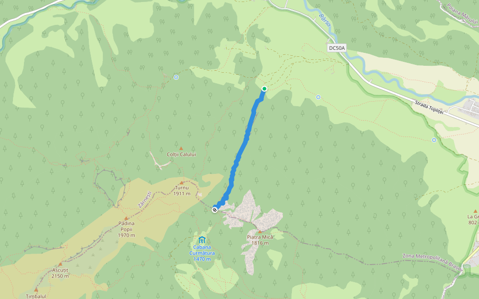 B.G. walking route map in Zărnești