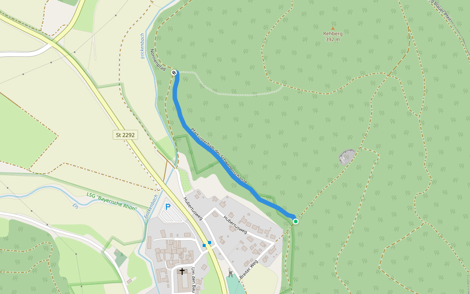 Pfad unterhalb der Schwedenschanze walking route map in Bastheim
