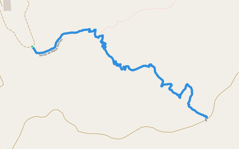 Senda de Malas Noches walking route map in Casas Bajas