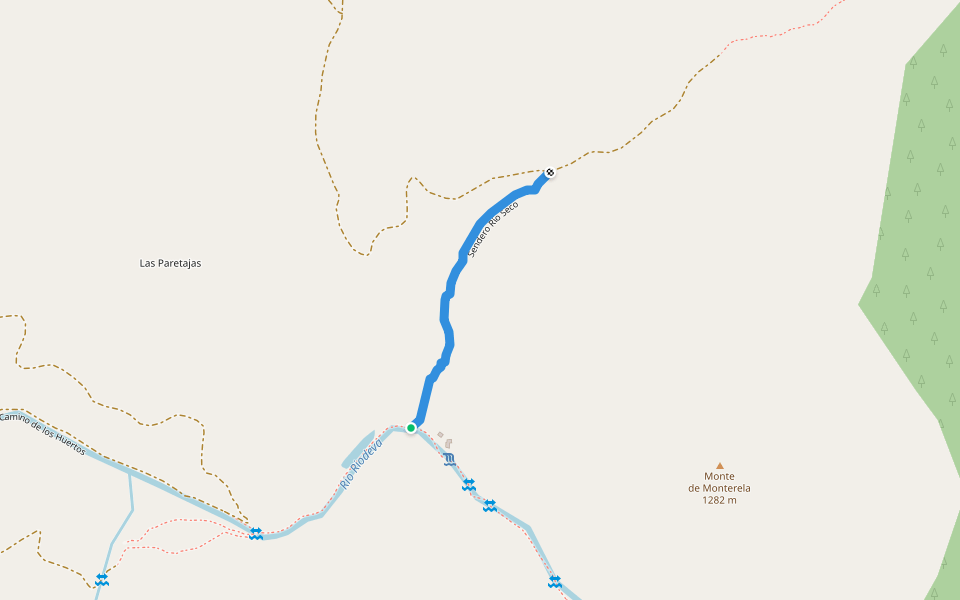Sendero Río Seco walking route map in Tramacastiel