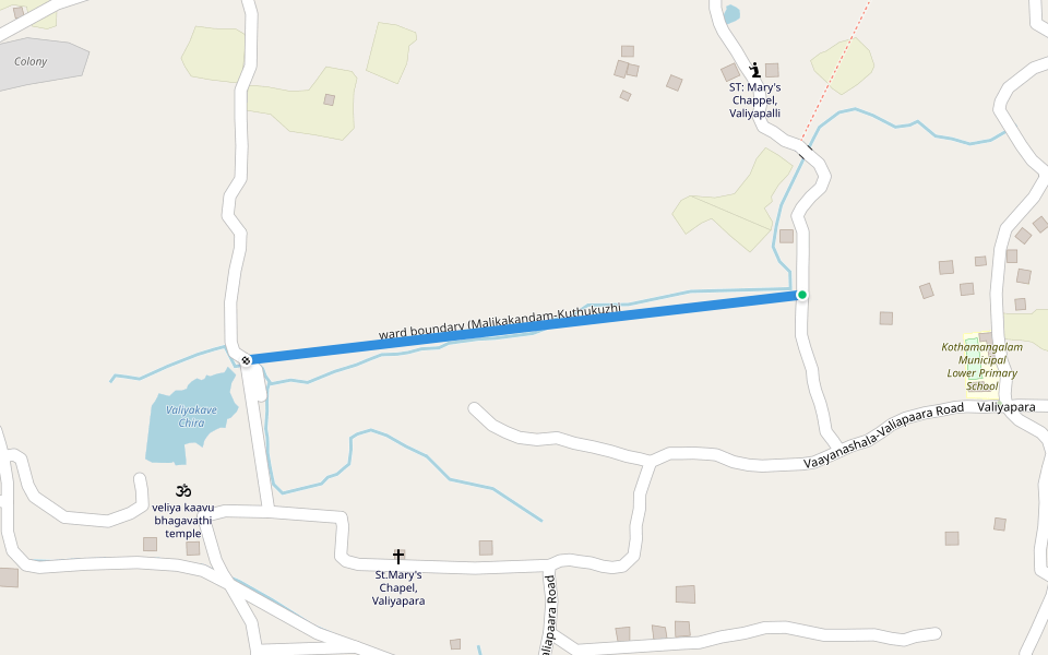 ward boundary (Malikakandam-Kuthukuzhi walking route map in Kothamangalam