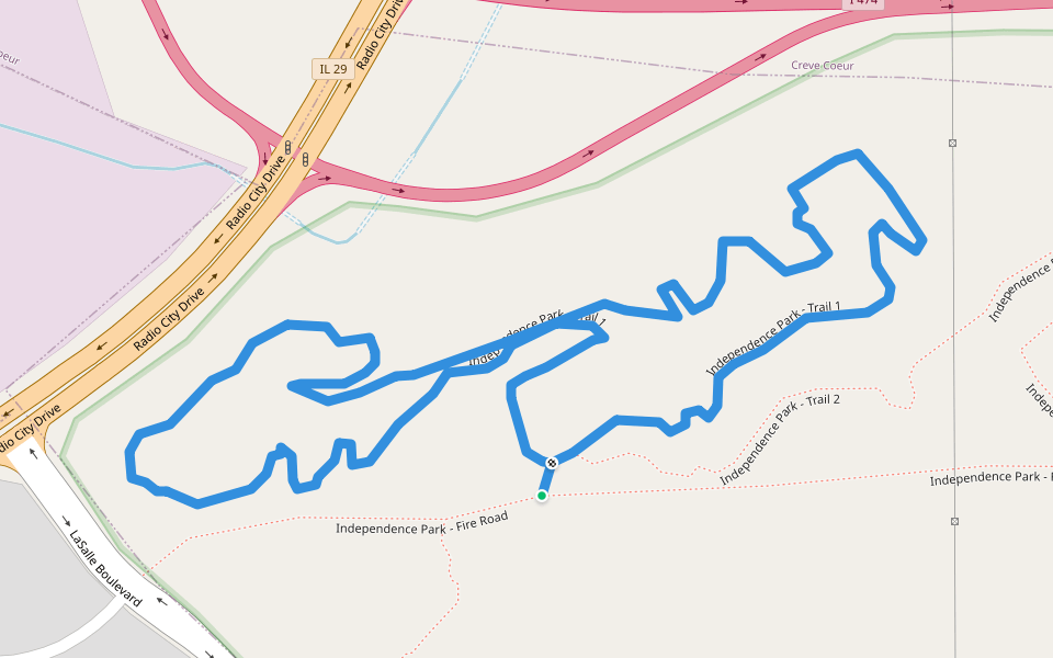 Independence Park - Trail 1 walking route map in North Pekin