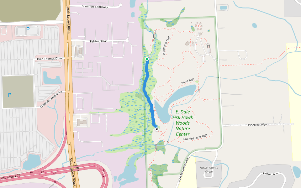 Marsh Boardwalk Trail walking route map in Auburn Hills