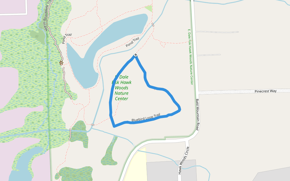 Bluebird Loop Trail walking route map in Auburn Hills