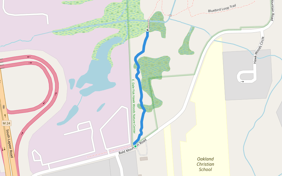 Southwest Pedestrian Entrance walking route map in Auburn Hills