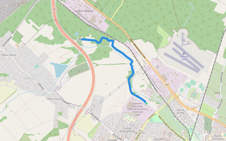 ścieżka przyrodnicza "Doliną Zimnicy" walking route map in Lubin